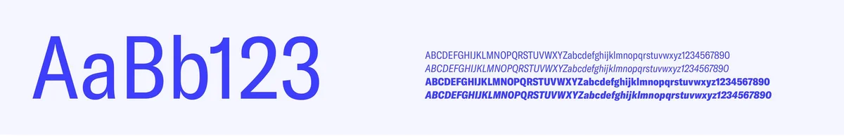 GT America character set in regular, italic, bold and bold italic